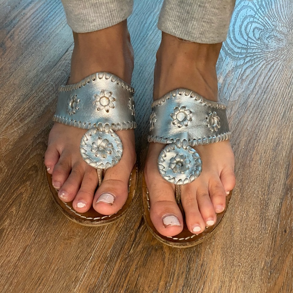 Silver jack Rogers sandals (7.5)